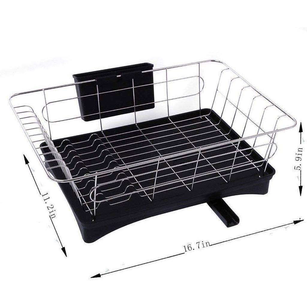 Égouttoir à Vaisselle en Acier Inoxydable avec bac de vidange Porte-Couverts de Cuisine Filtre Baguettes Support de Rangement