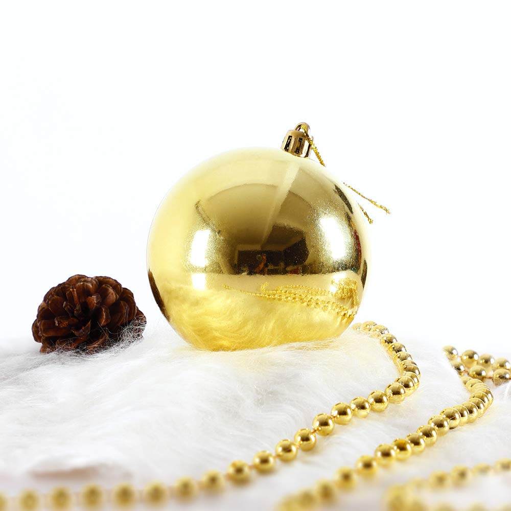 DEUBA Bolas Adornos Árbol Navidad Juego de 102 Piezas Colgantes Dorado | Set Completo, Plástico Resistente a Prueba de Roturas, para Interior y Exterior, Varios Tamaños, Decoración Navideña