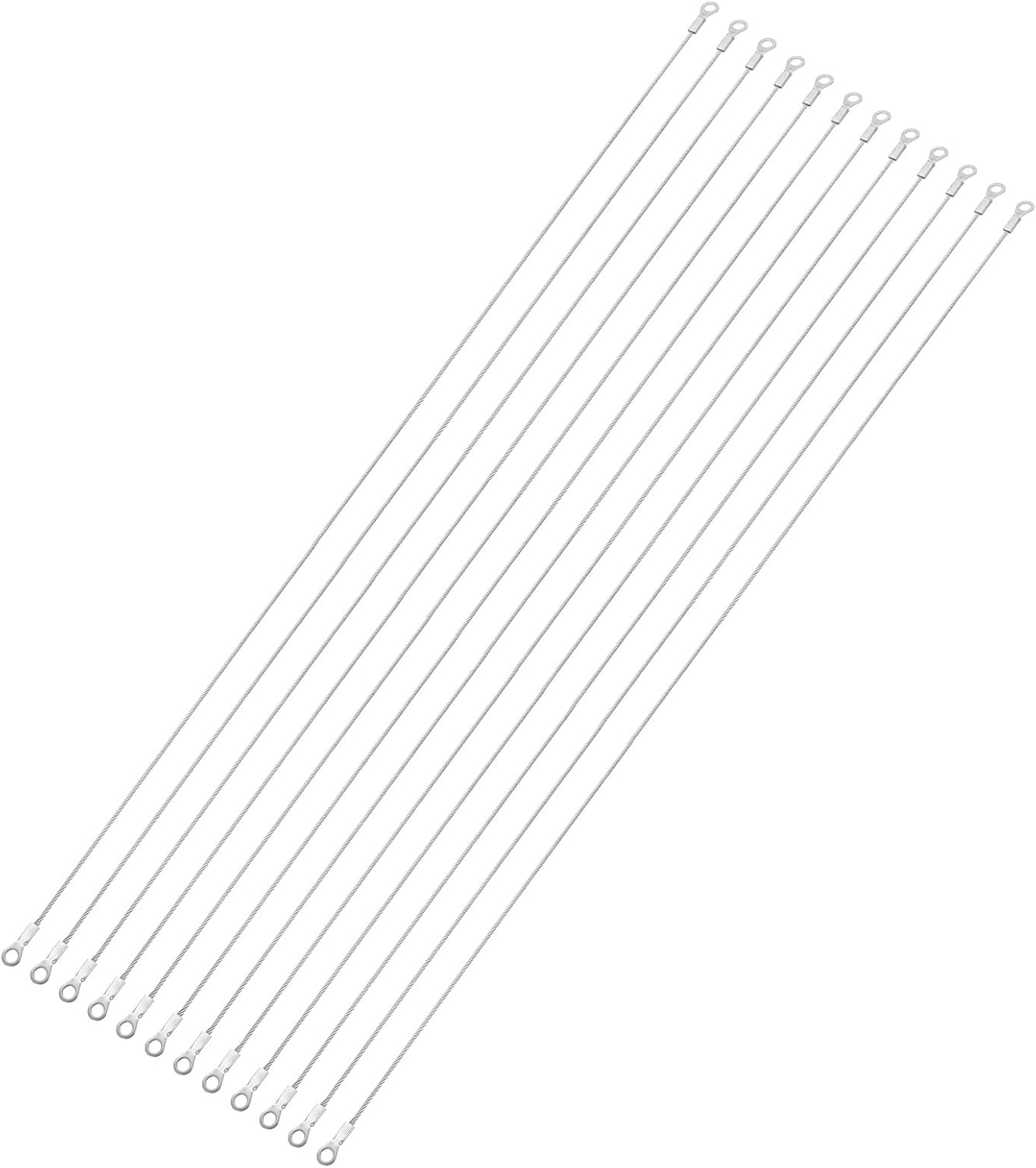 12 Pcs Security Cable Lock - Double Loop Cable (1.64 ft x 0.06 Inch) Vinyl Coated 304 Stainless Steel Safety Flexible Wire Rope Luggage Bike Anti-Theft Security Chain Lock, Silver