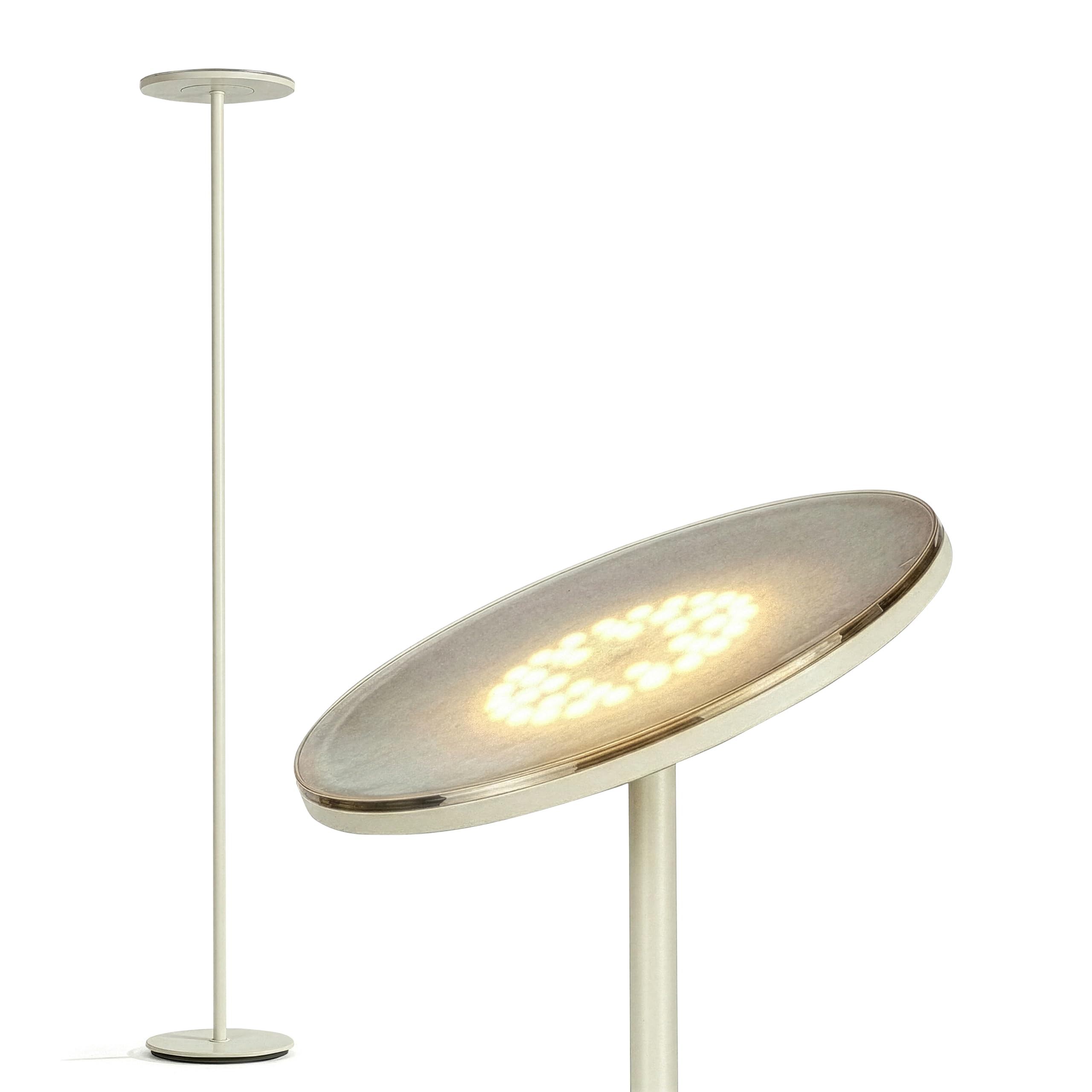 Brightech Sky LED Floor lamp, Torchiere Super Bright Floor Lamp for Living Room Decor &amp; Office - Dimmable, Tall Standing Lamp with Warm Light for Bedroom &amp; Reading - Cream