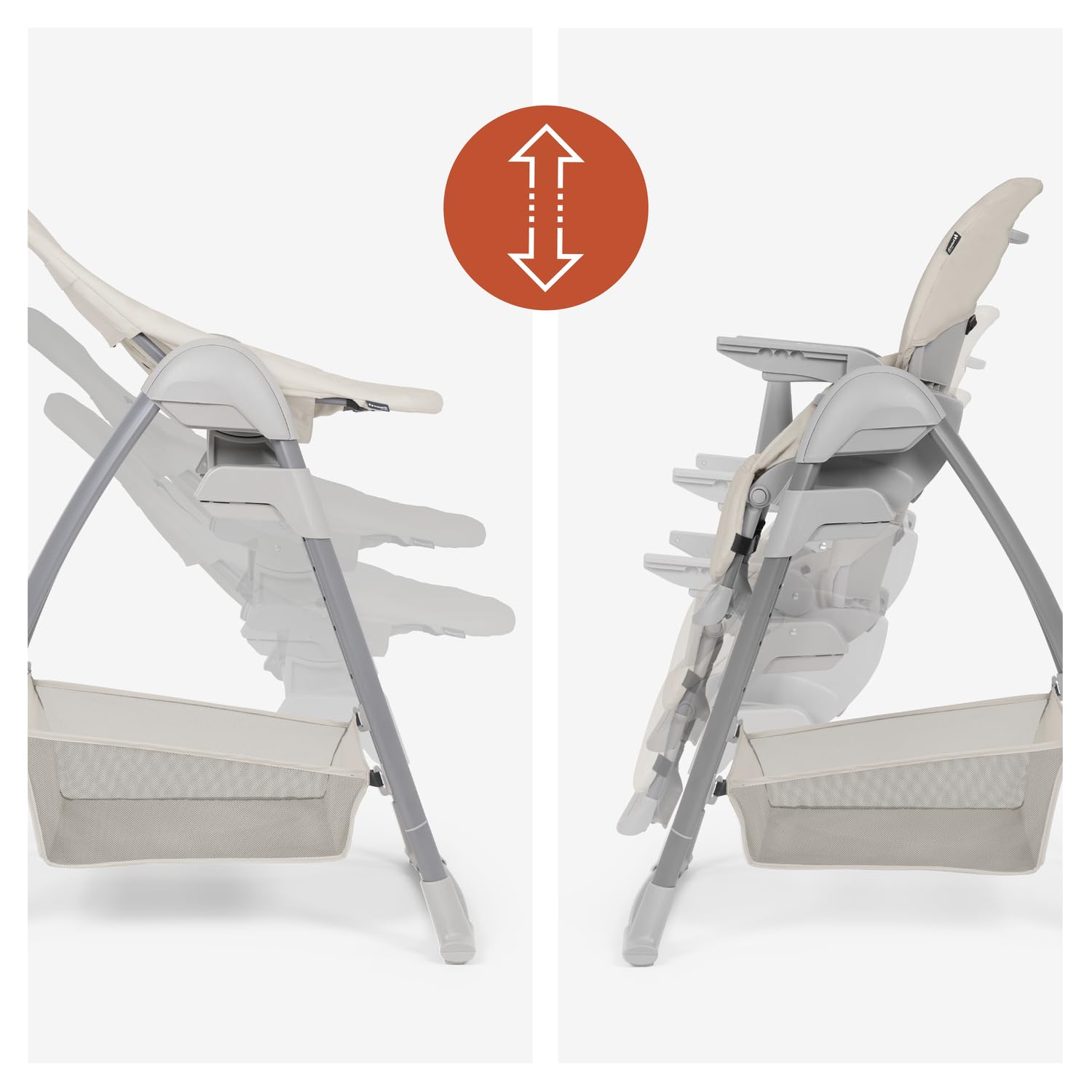 hauck Sit N Relax 3in1, Beige - Seggiolone Pappa Evolutivo da 0 Mesi a 15 kg con Sdraietta con Arco Giochi e Seduta con Vassoio Regolabili in Altezza, Ruote, Pieghevole, Cesto Portaoggetti