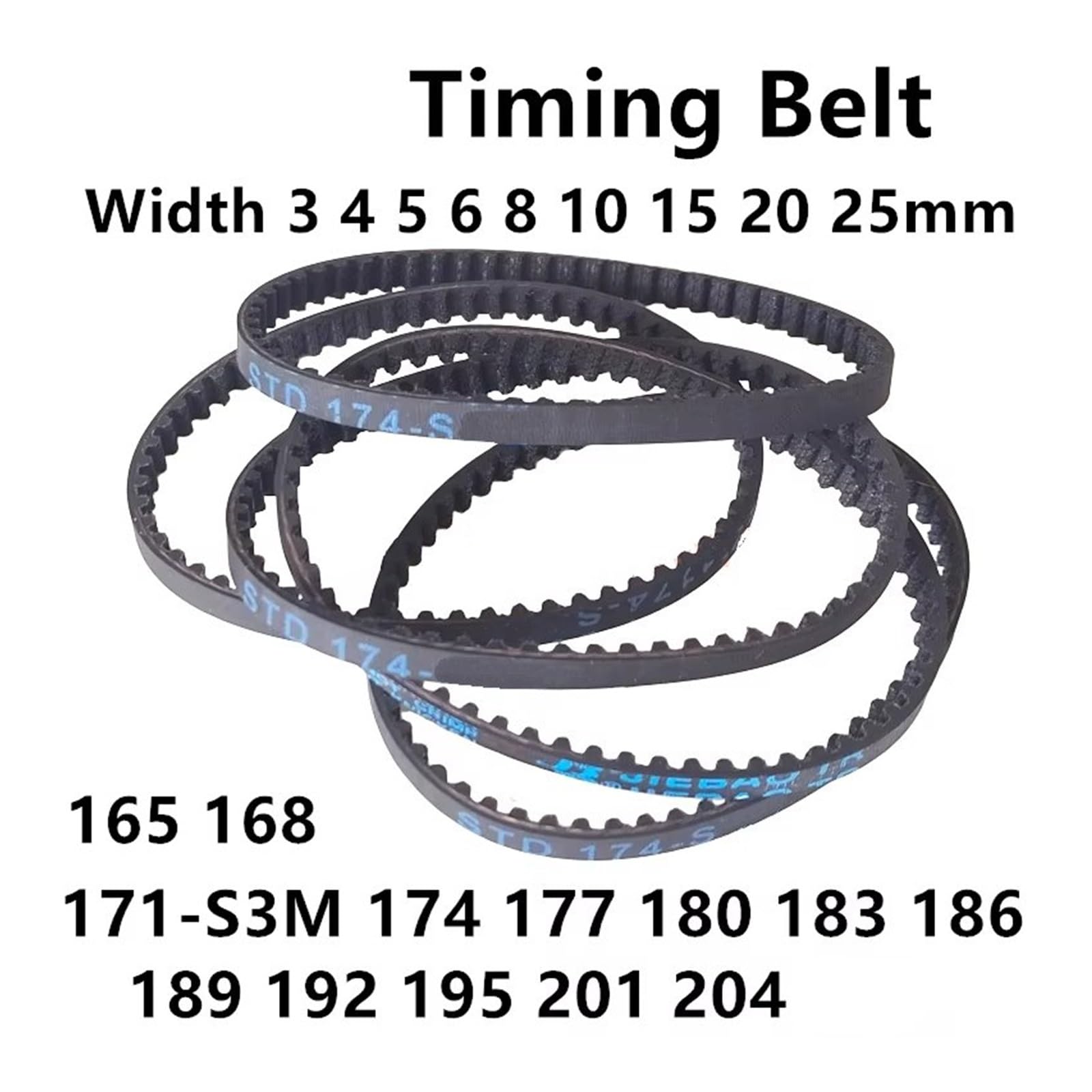 Keilriemen Antriebsriemen 174 S3M Zahnriemen Länge 195 201 204 375-S3M Breite 3 4 5 6 8 10 15 20mm 58 Zähne Gummi Geschlossen-Schleife Pulley Keilriemen Zahnriemen | S3M204-68T-204,10QTY_8MM