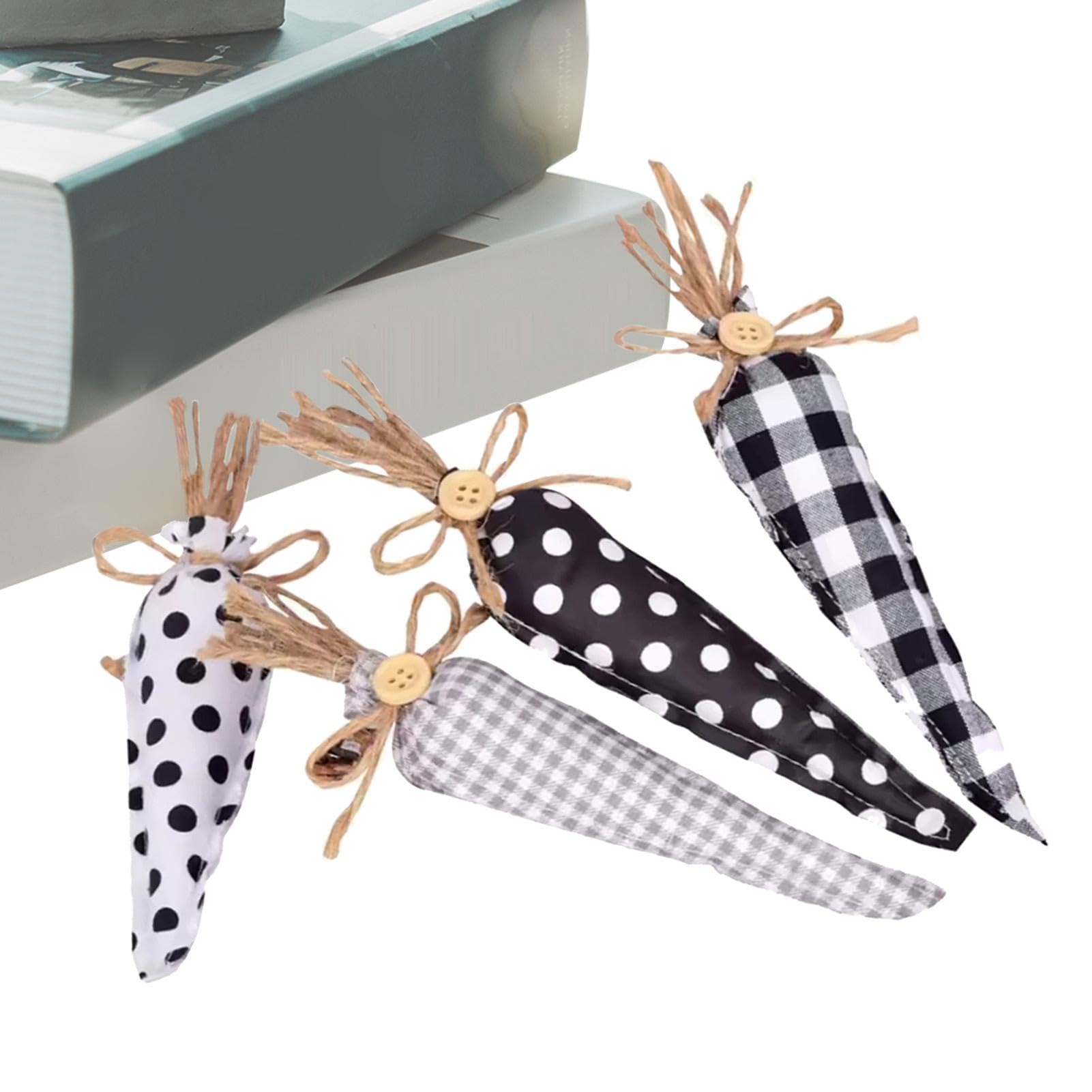 4pcs Easter Fabric Carrot Toy Rustic Stuffed Carrot Decoration | Seasonal Vegetables Print Felt Carrot Decor,Cute Artificial Stuffed Easter Fabric Carrot Toys for Holiday Homes Decors and Party