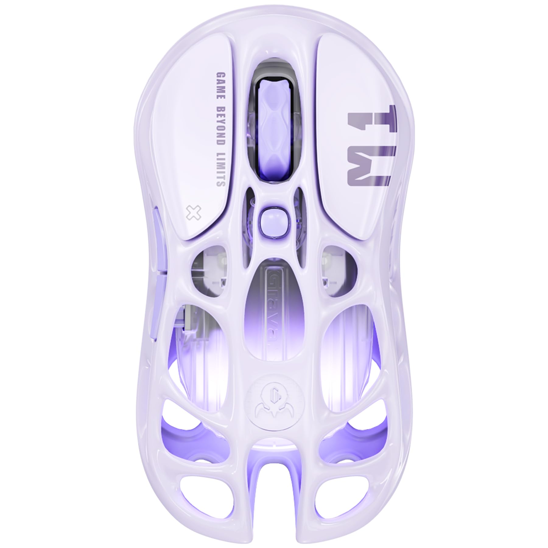 GravaStar Mercury Wireless Gaming Mouse with 26,000 DPI, PAW3395DM Sensor (Support 4k & not Include, Purple)