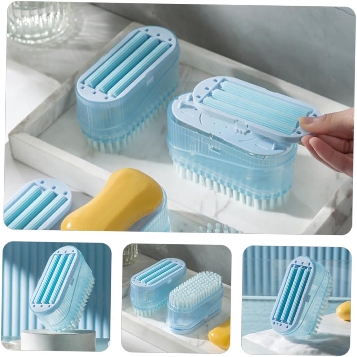 Soap Box with Scrubbing Brush for Home and Bathroom Cleaning