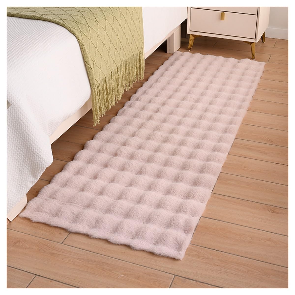 Tapis de sol antidérapant fausse fourrure rose pour sécuriser la chambre d'enfants 60cm