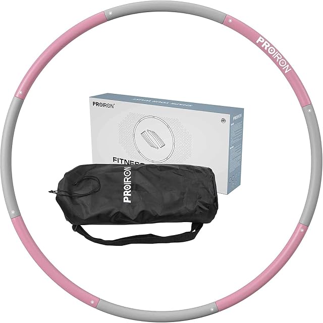 PROIRON Weighted Fitness Hula Hoop 1.2kg/1.8kg, Exercise Hoola Hoops Foam Padded for Adults and Children, 6-8 Detachable Sections, Adjustable 73-98cm Waist for Weight Loss (Blue-Pink-Black-Red)