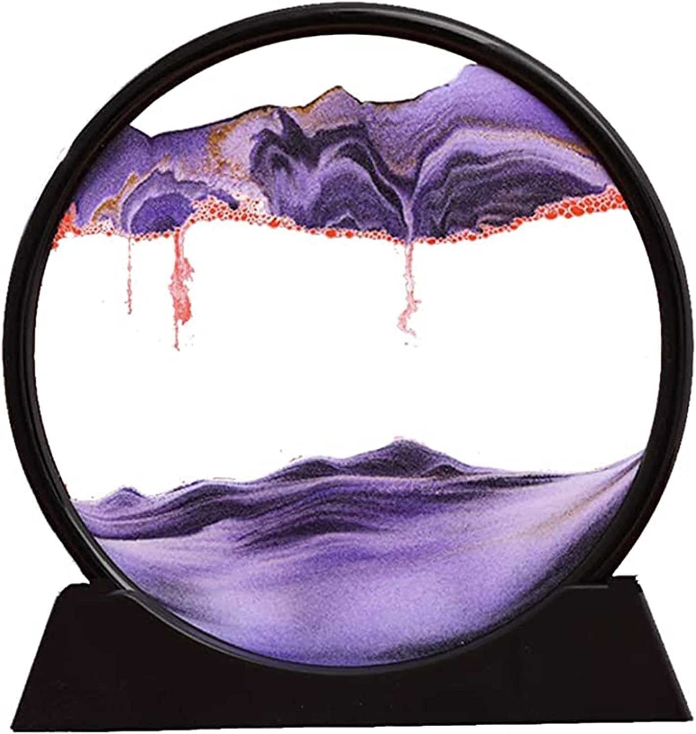 reloj de arena, decoración de escritorio, Reloj de Arena Arte Pintura de Arena de Paisaje Natural 3D, Reloj de Arena móvil, Soporte de Arena móvil de Vidrio Redondo de 7 Pulgadas ( Color : D ) ( Color