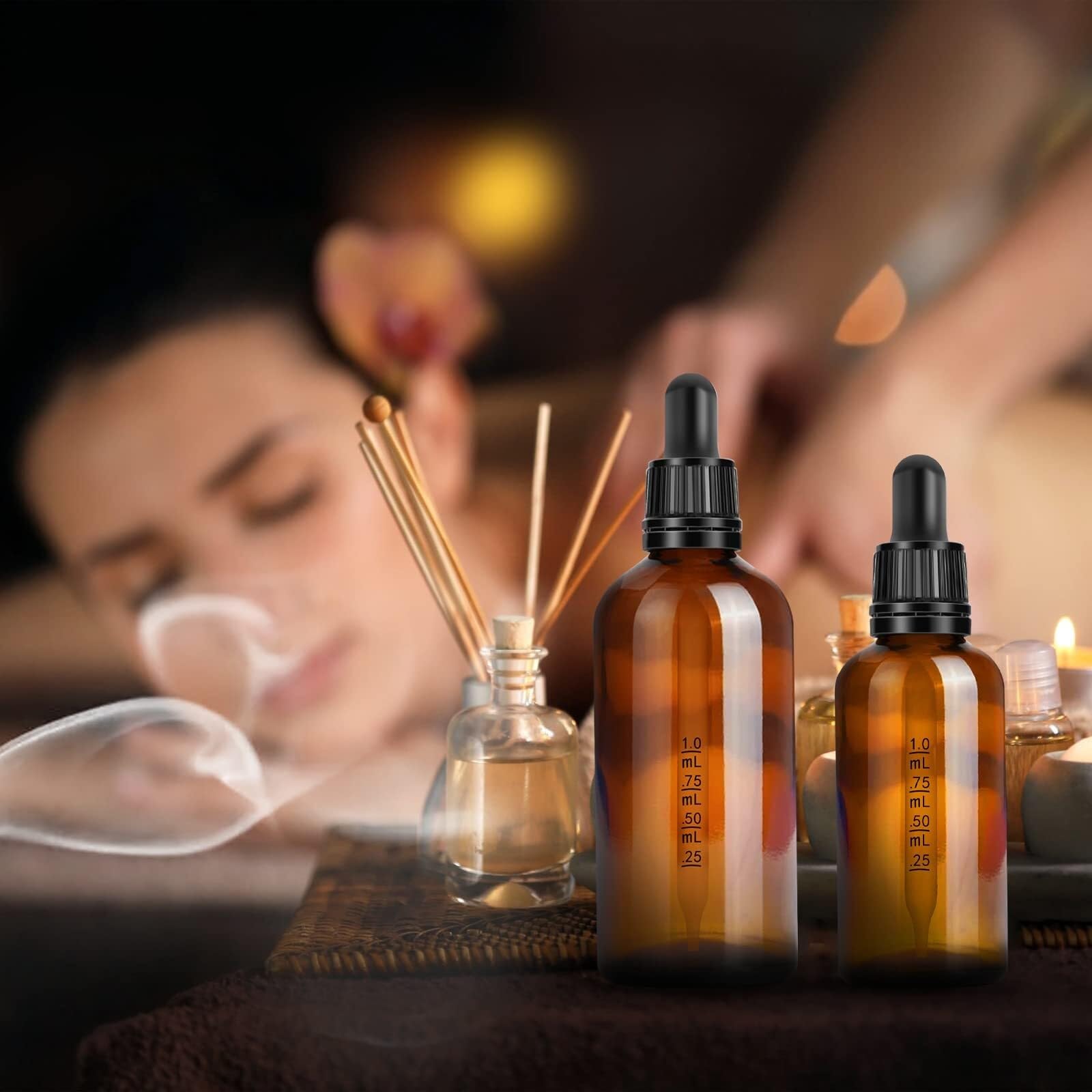 Braune Glas-Tropfflaschen 50ml - 2er-Pack mit Tropfern & Zubehör, Auslaufsicher für Ätherische Öle & Aromatherapie(100ml 8pcs)