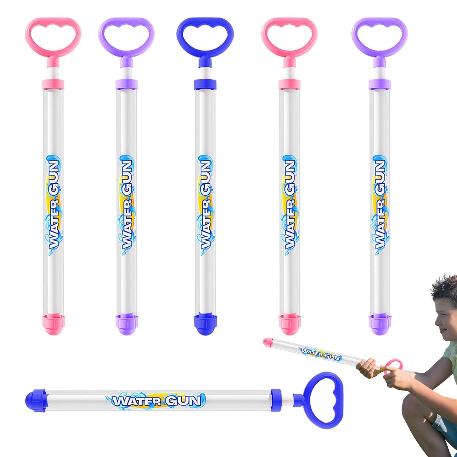 Juego De 6 Pistolas De Agua De 38 Cm – Aspersores Con 120 Orificios, Tanque Grande, Perfectas Para Batallas Acuáticas En Verano Y Juegos Al Aire Libre