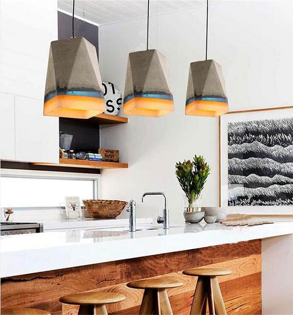 Lampa wisząca LED w stylu industrialnym, beton, abażur, stół do jadalni, oświetlenie sufitowe, regulacja wysokości, retro, modna lampa wisząca, do kuchni, baru, biura, salonu, korytarza, studio, Loft, nowoczesna, E27, 12 x 18 cm
