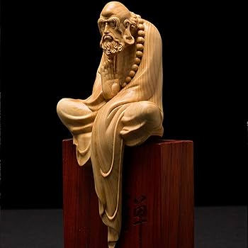 Amazon.co.jp: 達磨大師坐像 高級天然ツゲ木彫り達磨像 木製仏像