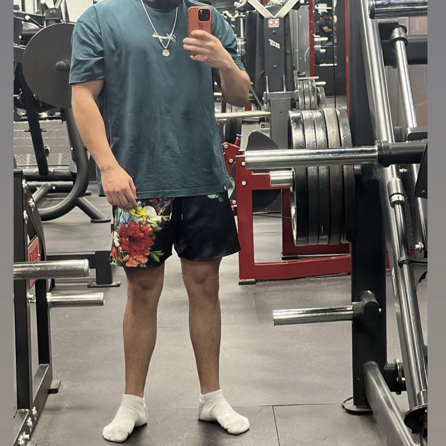 BOOMLEMON Mens Mesh Graphic Print Shorts Casual Fashion Cool Shorts Retro Active Gym Streetwear Short Pants - Image 7