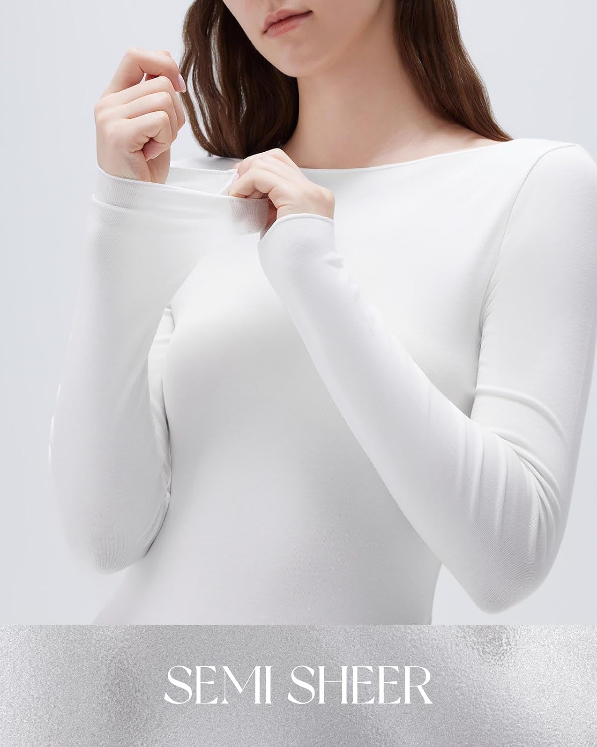 SUUKSESS Cloud Cashmere Women Boat Neck Fitted Long Sleeve Shirt Basic Knit Tops - Image 2