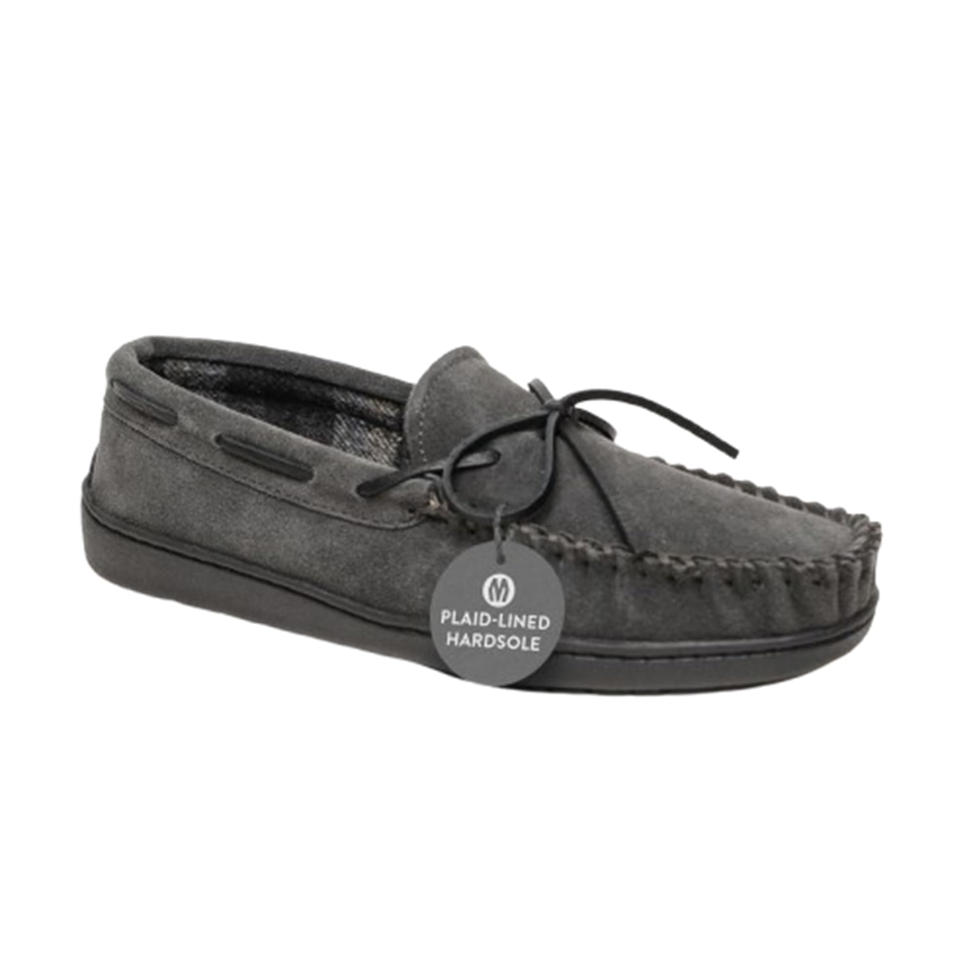 Minnetonka Mens Plaid Lined Hardsole - Moccasin Slippers