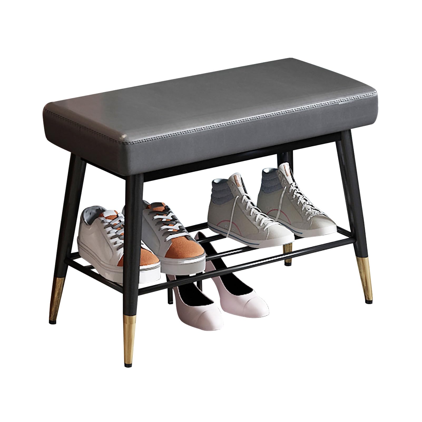 Banc d'entrée en métal noir avec rangement chaussures moderne