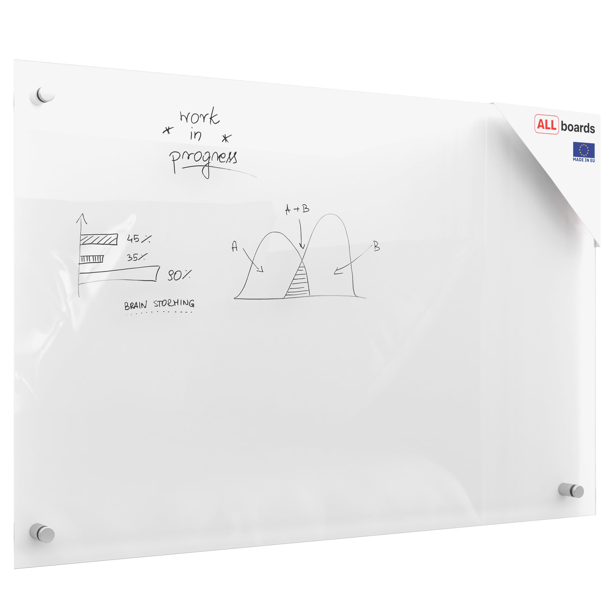 ALLboards Glass Board 120ร90 cm Transparent Glass Whiteboard, Tempered Glass Writing Board โ image 1