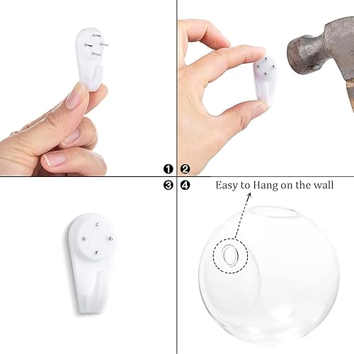 Miniatura 6 de Macetas colgantes de pared, paquete de 6 macetas de vidrio, jarrones redondos de vidrio, estación de propagación colgante, terrarios, contenedor