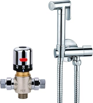 Bidet Shattaf Douche Spray Multi Use Chrome Hygienic Toilet Shower Thermostatic Mixer Valve Handheld Muslim Bidet Kit with Thermostatic Valve