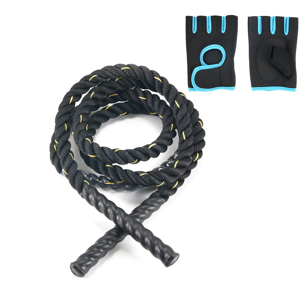 letsgood Heavy Jump Rope Battle Rope - Strong Weighted Skipping Rope with Sports Gloves for Workout Crossfit Fitness Strength Training