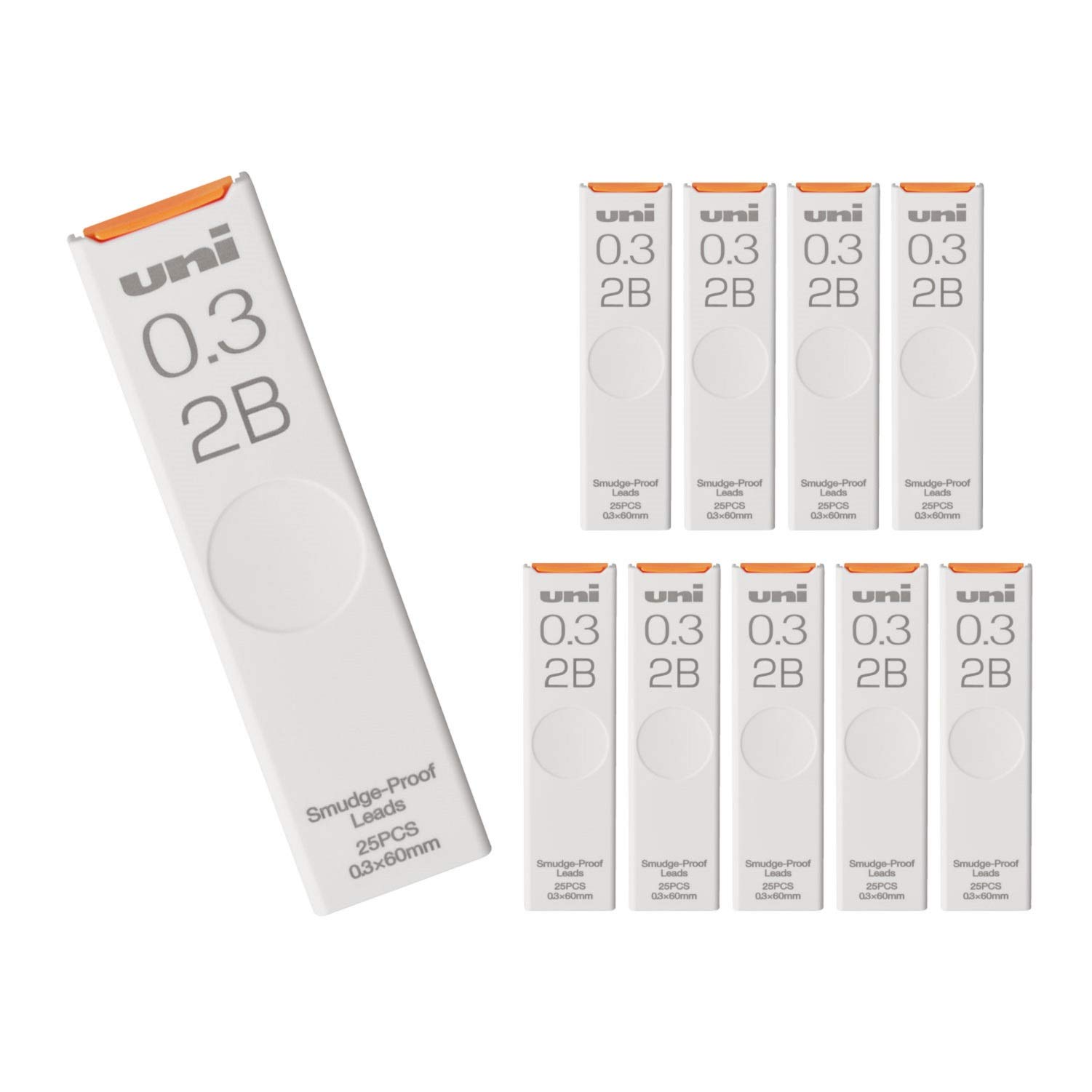 Mitsubishi Pencil Uni - Portaminas 0,3 2B, 10 puntos, Hako ULS03252B
