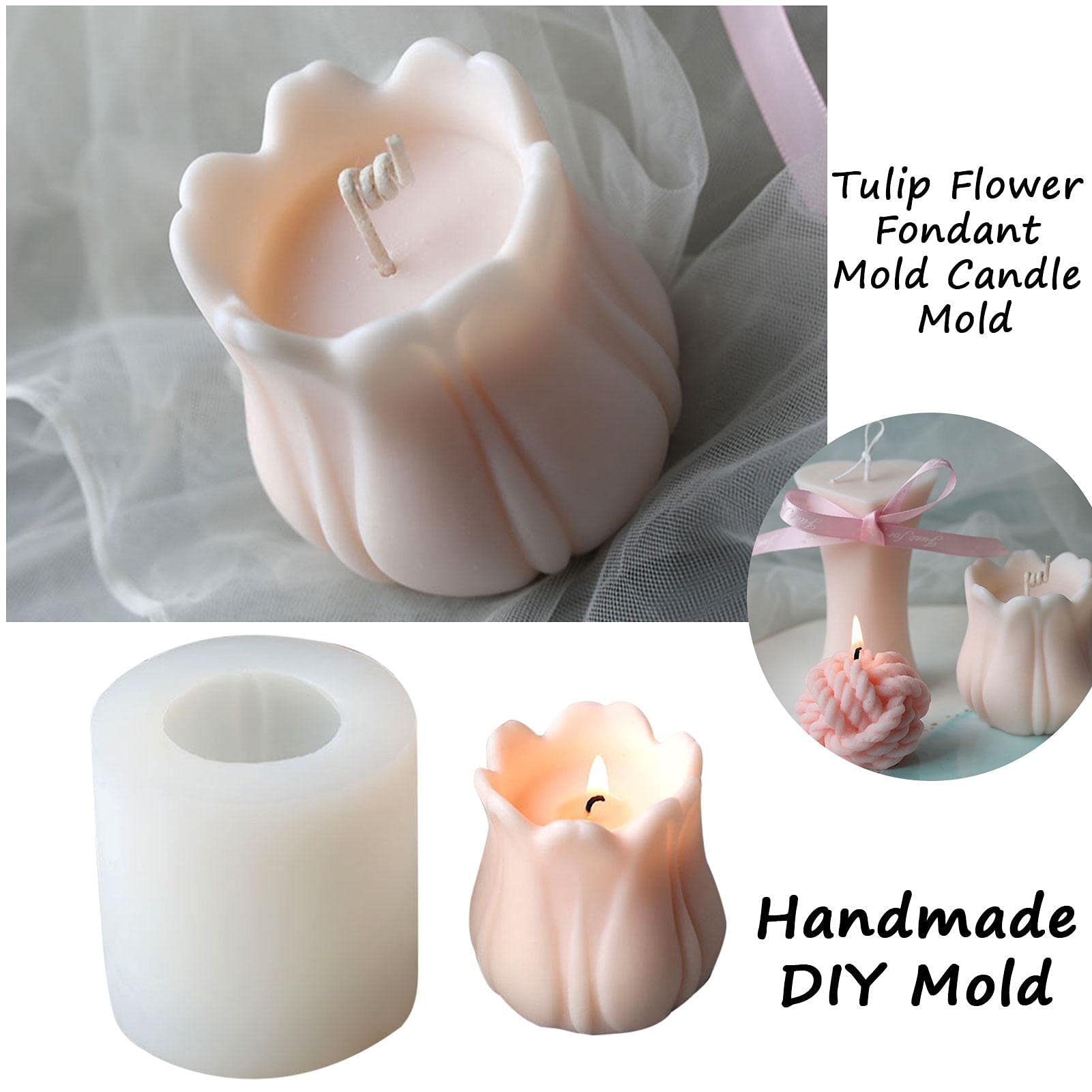 Moule en Silicone pour Bougies aromatiques, Moule en Silicone pour Tulipes, Moule 3D pour Bougies, Moule Manuel pour Bougies aromatiques en Silicone, Fournitures pour Bougies DIY