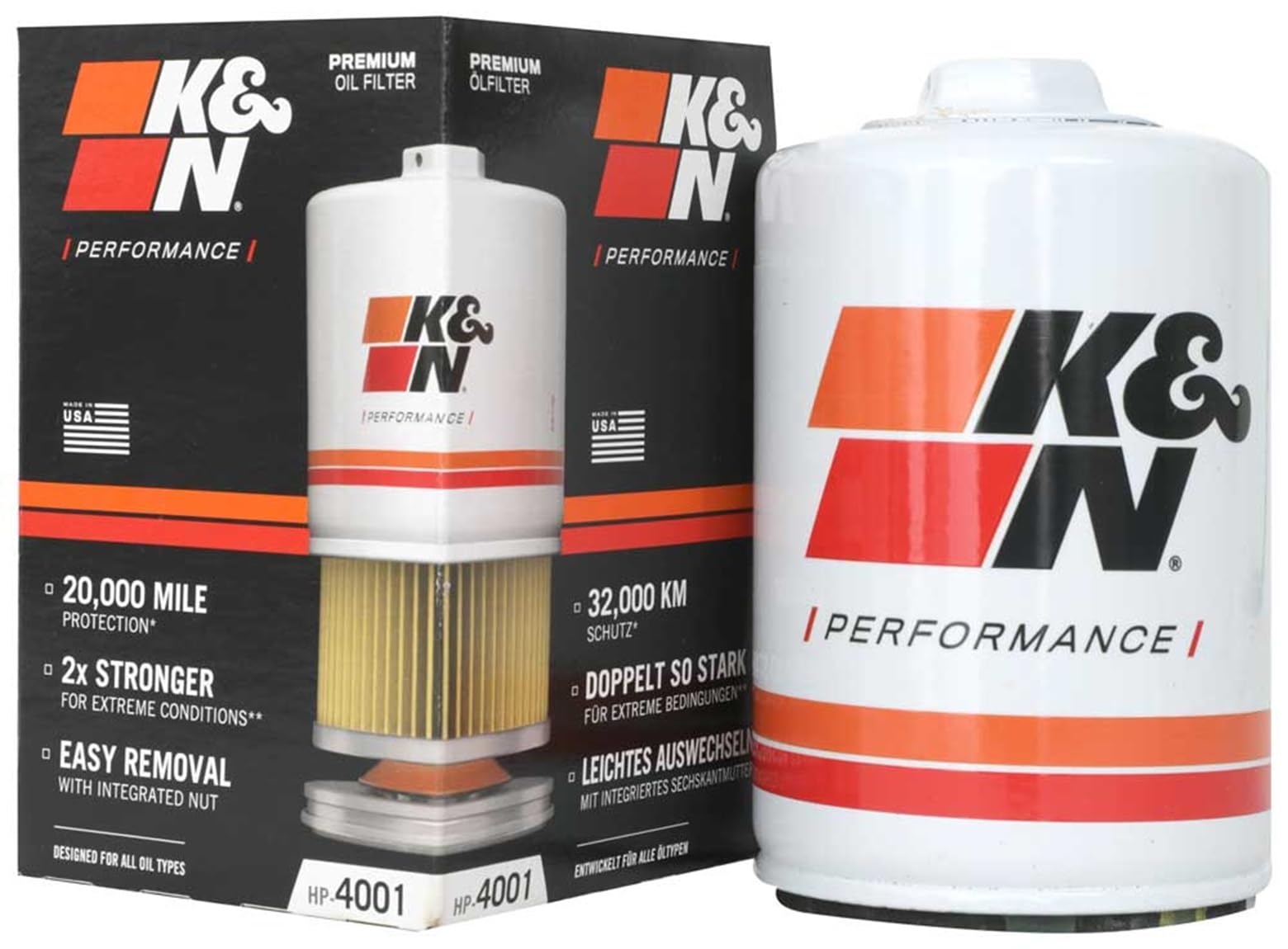 K&N Premium Oil Filter: 20,000 Mile Engine Protection with Wrench Off Nut: Compatible with Select 1983-1995 PORSCHE (968, 911, 944, 924, 944 S), HP-4001