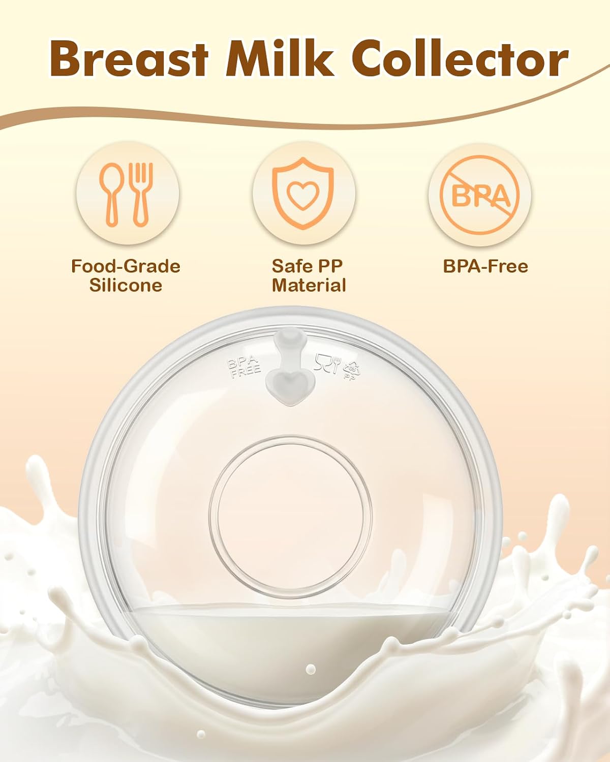 Lictin Breast Milk Collector, Milk Collectors for Breastfeeding, 2PCS Breastmilk Cups, 60ML Milk Collection Shells with 10PCS Milk Storage Bags(Silicone Storage Box), Milk Catcher for Nursing Moms
