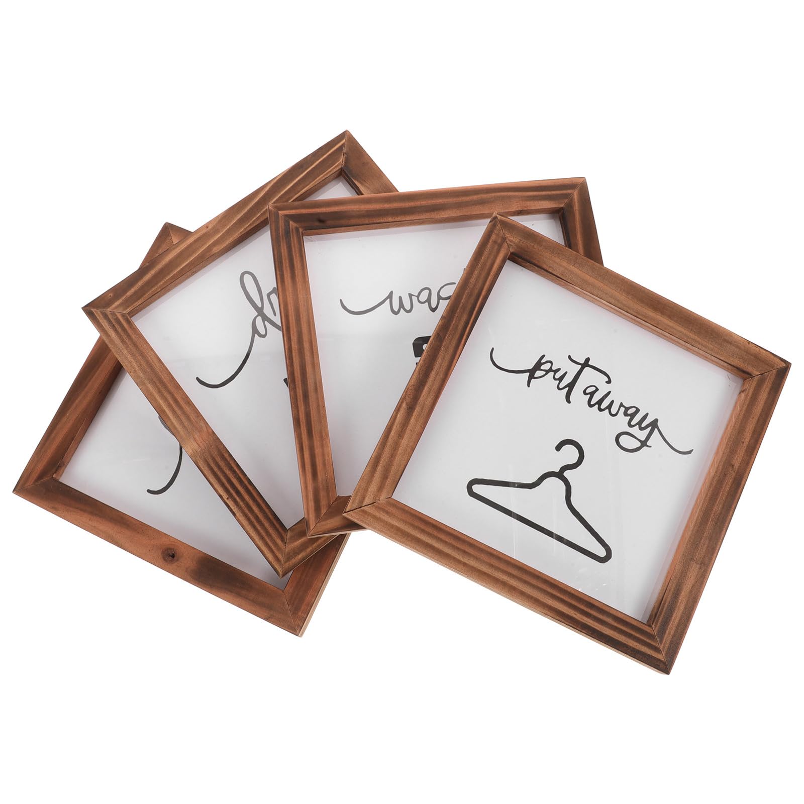 INOOMP Cartelli in Legno per Lavanderia Rustica da Parete, Targhe Decorative Scritte Ispiratrici per Arredamento Country, Set di 4 Insegne da Appendere per Decorazione Stanza Lavanderia