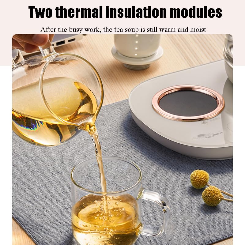 Bouilloire électrique 1L, Machine à thé en Verre Double avec Chaud de Tasse, contrôle Tactile 600W, réglages à 11 températures, Garder au Chaud, arrêt Automatique sûr pour Le Bureau à Domicile