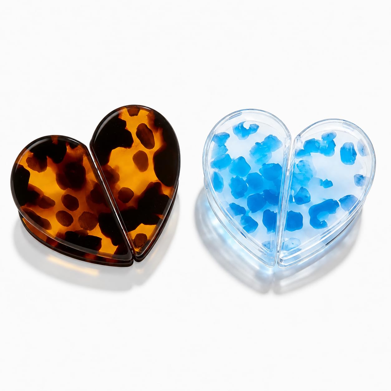 2-Piece Magnetic Hair Clip, Magnetic Hair Clips for Women, Heart Shaped Side-Open Hair Styling Clips, Blue and Leopard Print Magnetic Hair Claw for Daily Use-image-5