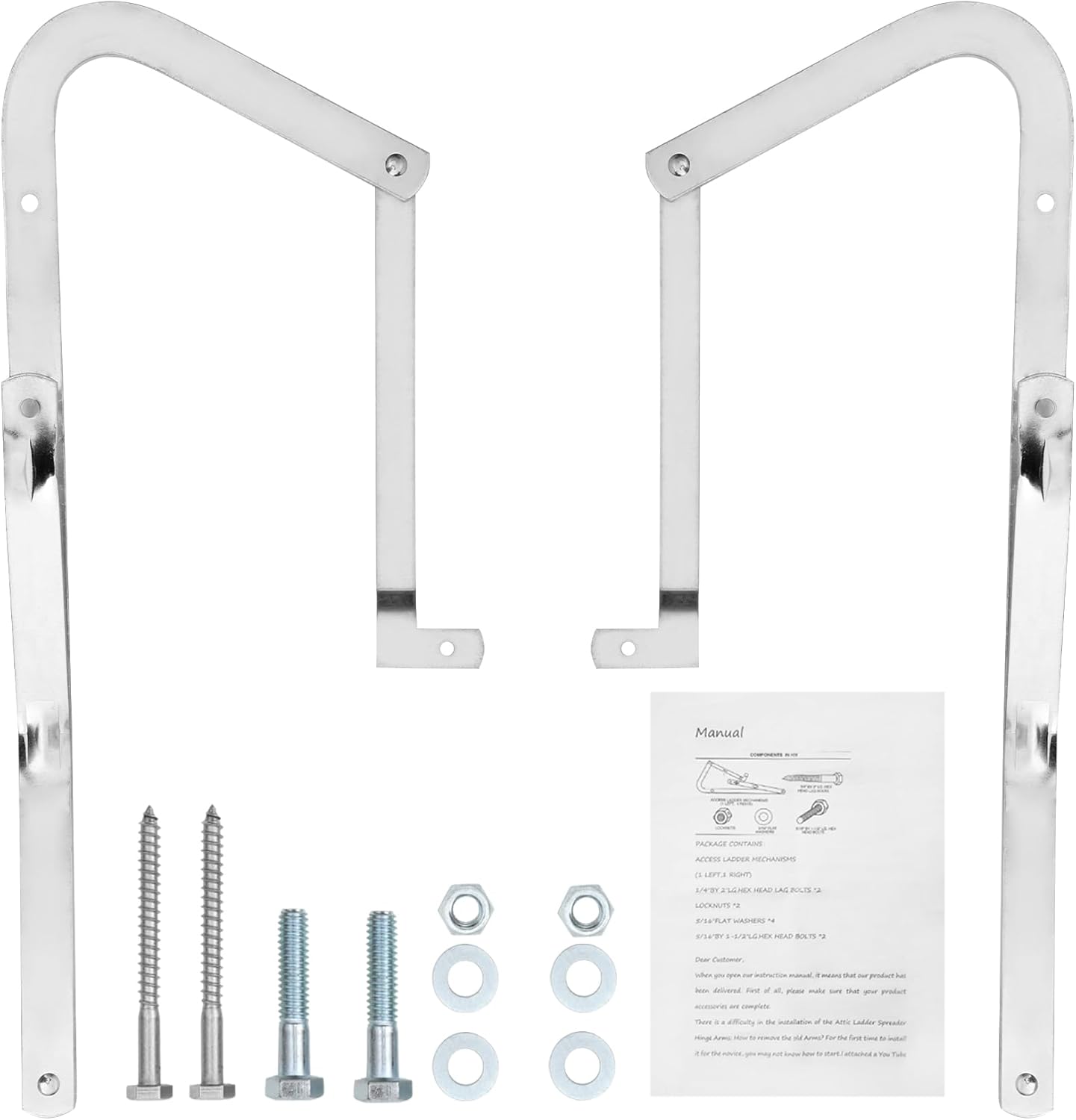 55-2 Attic Ladder Hinge Arms,Compatible with Werner Mk5, WU2210, W2208, W2210, Suitable for Werner Attic Ladders Manufactured After 2010, Heavy Duty Thick Galvanized Material