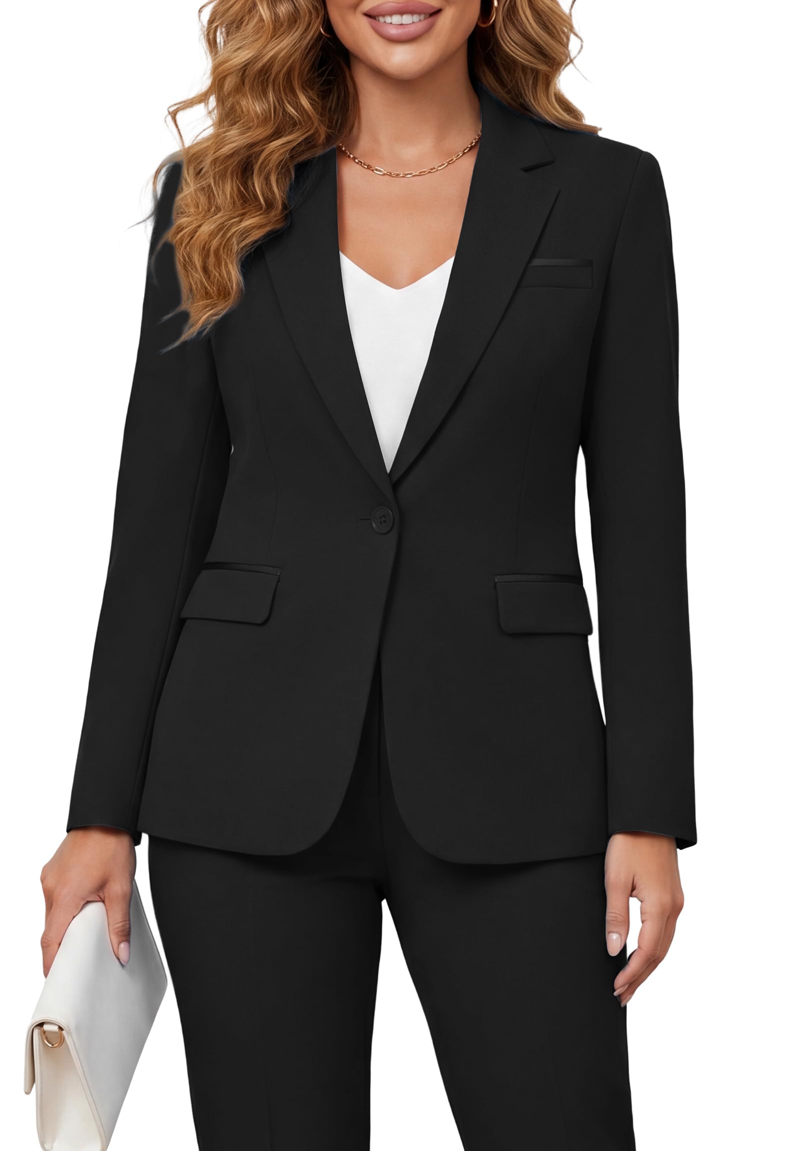 Kelyaa Conjunto de 2 Piezas para Mujer con Muescas, un botón, Corte Estrecho, para Negocios, Oficina, Trabajo, Esmoquin