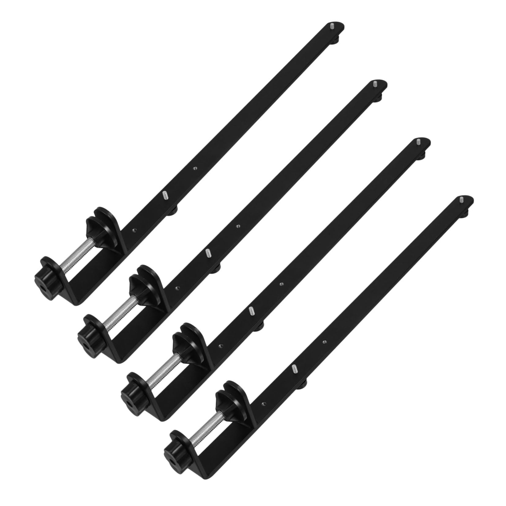 Morsetto per Pannello Forato da Scrivania Nero 4 Pezzi | Ferro Regolabile, Supporto Robusto, per Piani 1-5, 5cm, Installazione senza Fori, Ufficio e Laboratorio