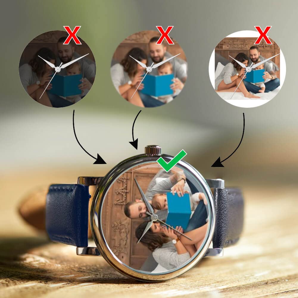 Regalos fotográficos Personalizados para Mujer, Pantalla analógica, Reloj con Movimiento de Cuarzo japonés con Caja Plateada, Reloj Grabado a Medida
