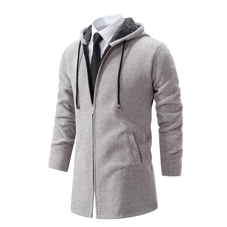 Men's Long Cardigan Hoodies Full Zip Fleece Lined Sweaters Fashion Knitted Regular Fit Sweater Hooded Coats2