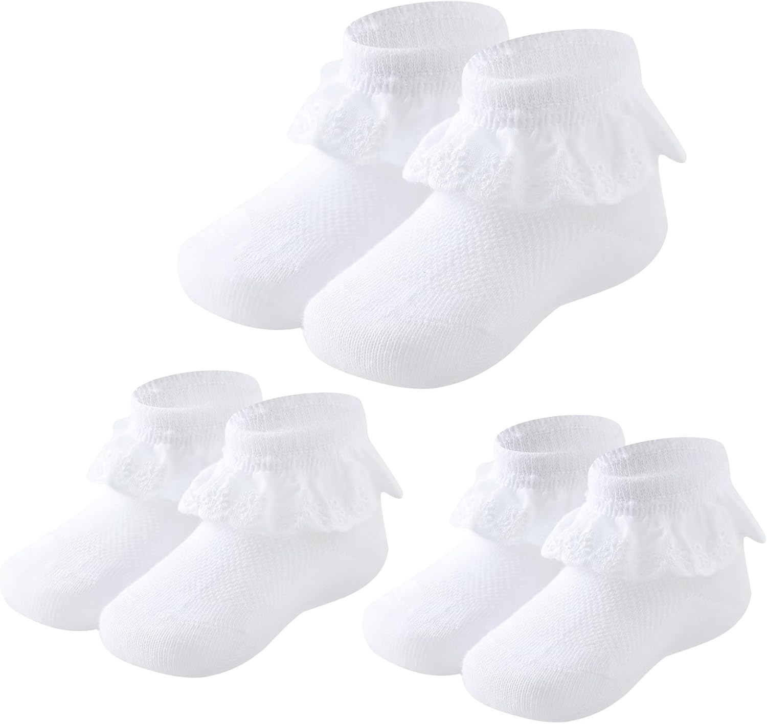 Mini angel Baby Girls Socks Eyelet Ruffle Lace Frilly Dress Socks for Newborn Infant Toddler 3/6 Pairs Mini angel Baby Girls Socks Eyelet Ruffle Lace Frilly Dress Socks for Newborn Infant Toddler 3/6 Pairs