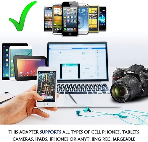 Miniatura 4 de Ceptics Australia, Nueva Zelanda y China, adaptador de viaje con doble entrada USB, ultra compacto, de Estados Unidos a tipo I, perfecto para