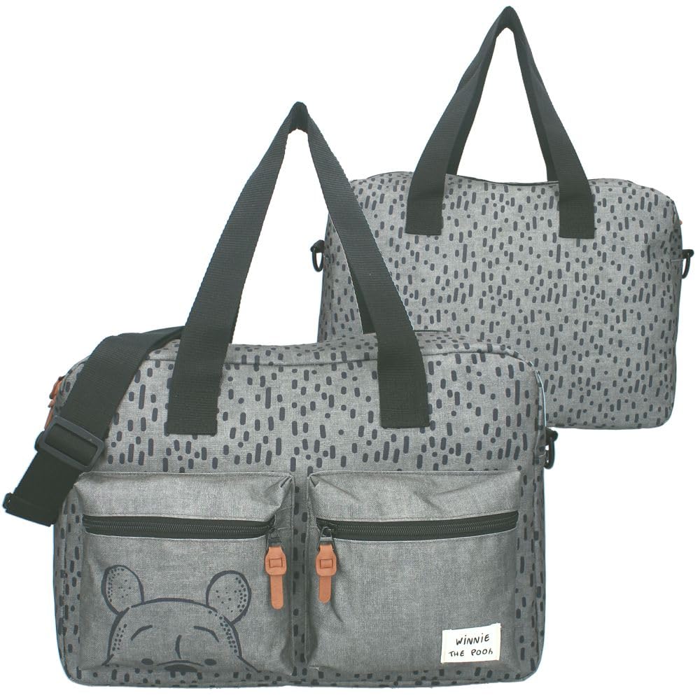 Vadobag Bolsa cambiadora grande para bebé con alfombrilla cambiadora Winnie the Pooh, gris