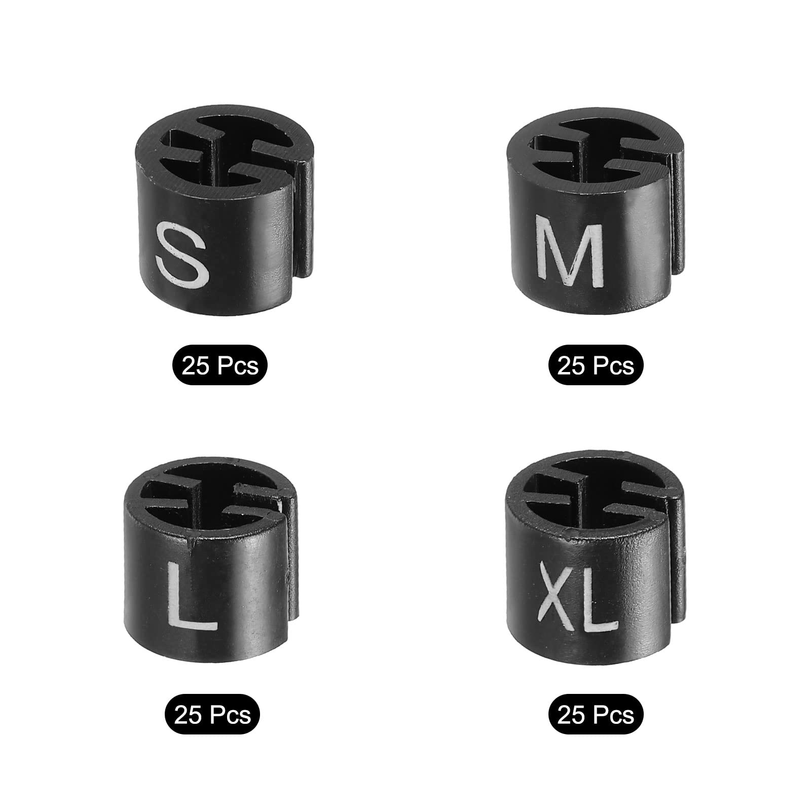 PATIKIL Clothes Hanger Marker S/M/L/XL Size Fit Hanger Rod for Garment Color Coding Black Pack of 100, Black,white - Image 3