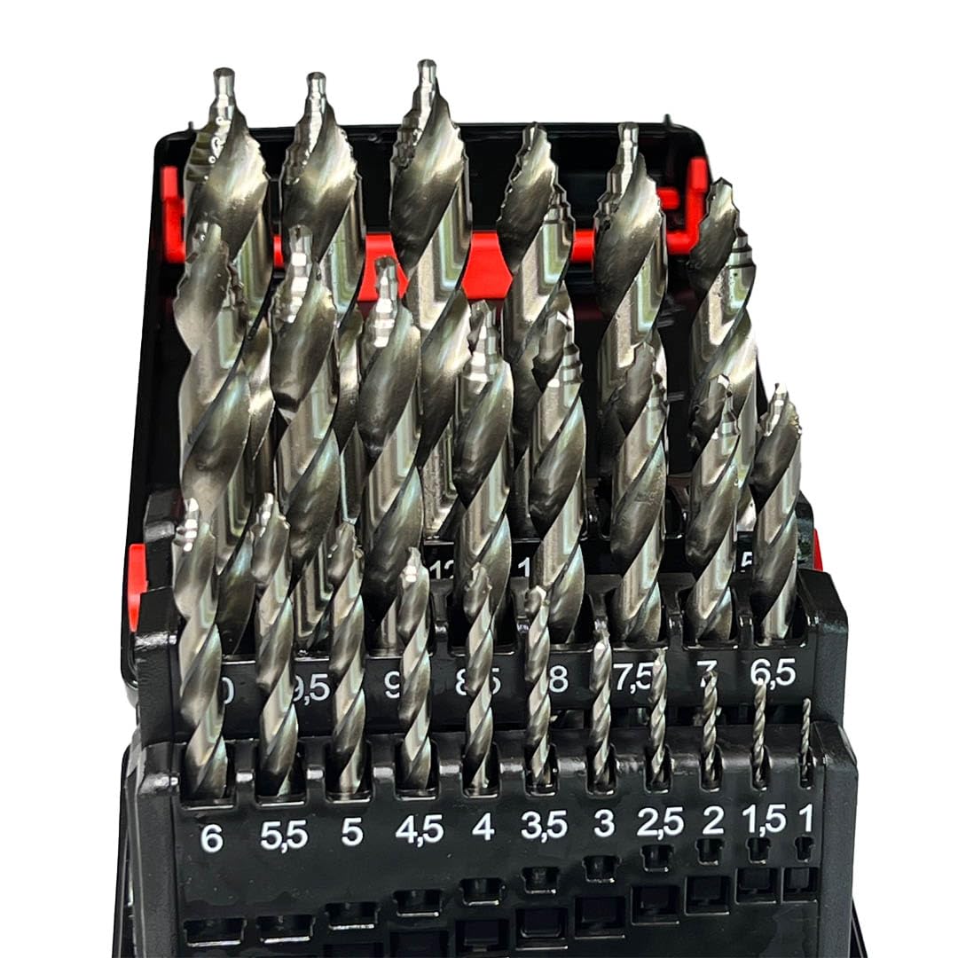 Würth Spiralbohrer-Sortiment 25-teilig 1-13 mm SMART STEP EU+ HSS DIN 338 0624910025 für Stahl, Gusseisen, Aluminium, Kupfer, Messing, Bronze, Hart- und Weichholz, Kunststoff