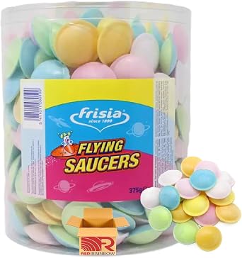 Sour Fruit Flying Saucers Sweets - 375g UFO Citric Crispy Wafers with Fruit Flavours Fizzy Sweets Bulk Buy by Red Rainbow
