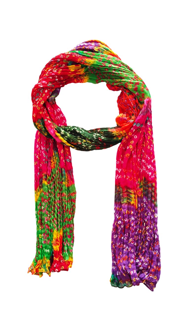 binori Multicoloured Tie Dye Pachranga Dupatta, Traditional Bandhani Print Scarf, Wedding Dupatta,Welcome dupatta-picture-42