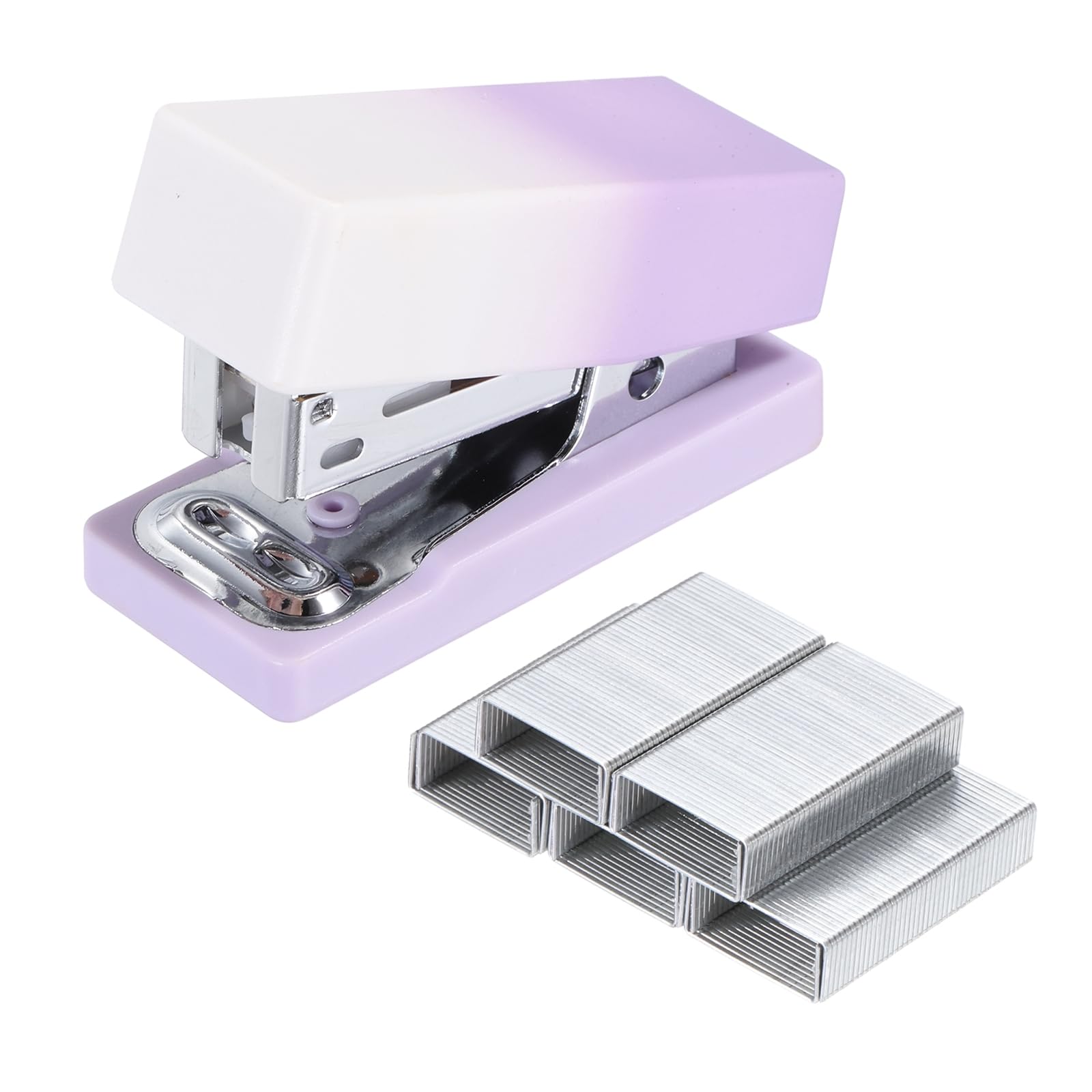 PATIKIL Mini Stapler with Staples, Small Stapler Cute Tiny Portable Pocket Set 15 Sheet Capacity with 400pcs Staples for Desktop Travel Classroom Office Supplies, Gradient Purple