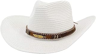 NMNMNM Cowboy Hats Sun Hats For Men Women Straw Cowboy Hat Wide Brim Beach Hat Vintage Decoration Fedora Caps
