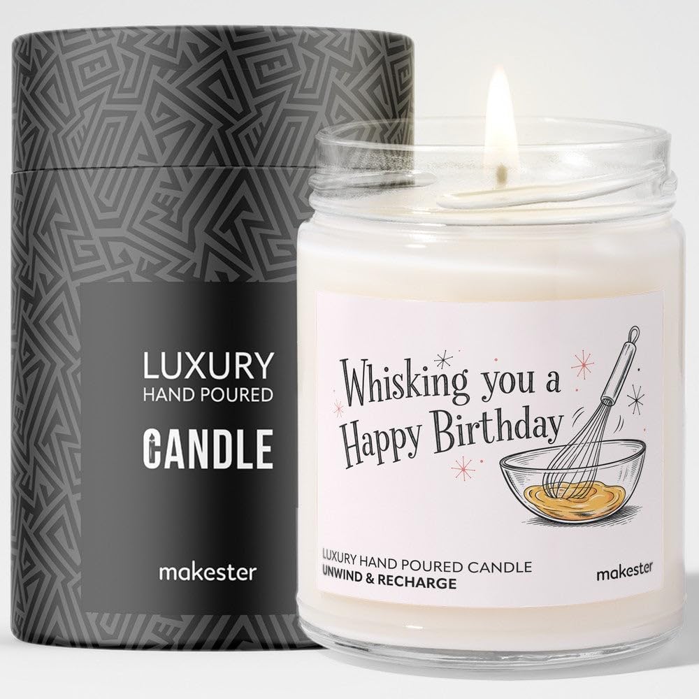 Birthday Gift for Baker - Luxury Soy Wax Candle - Vanilla, Jasmine, Sugared Almond - Makester — image 1