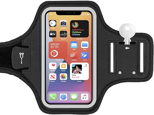 Brazalete impermeable para teléfono celular, 6.8 pulgadas x 3.2 pulgadas ampliar el teléfono para correr, caminar, deportes y montañismo (negro)