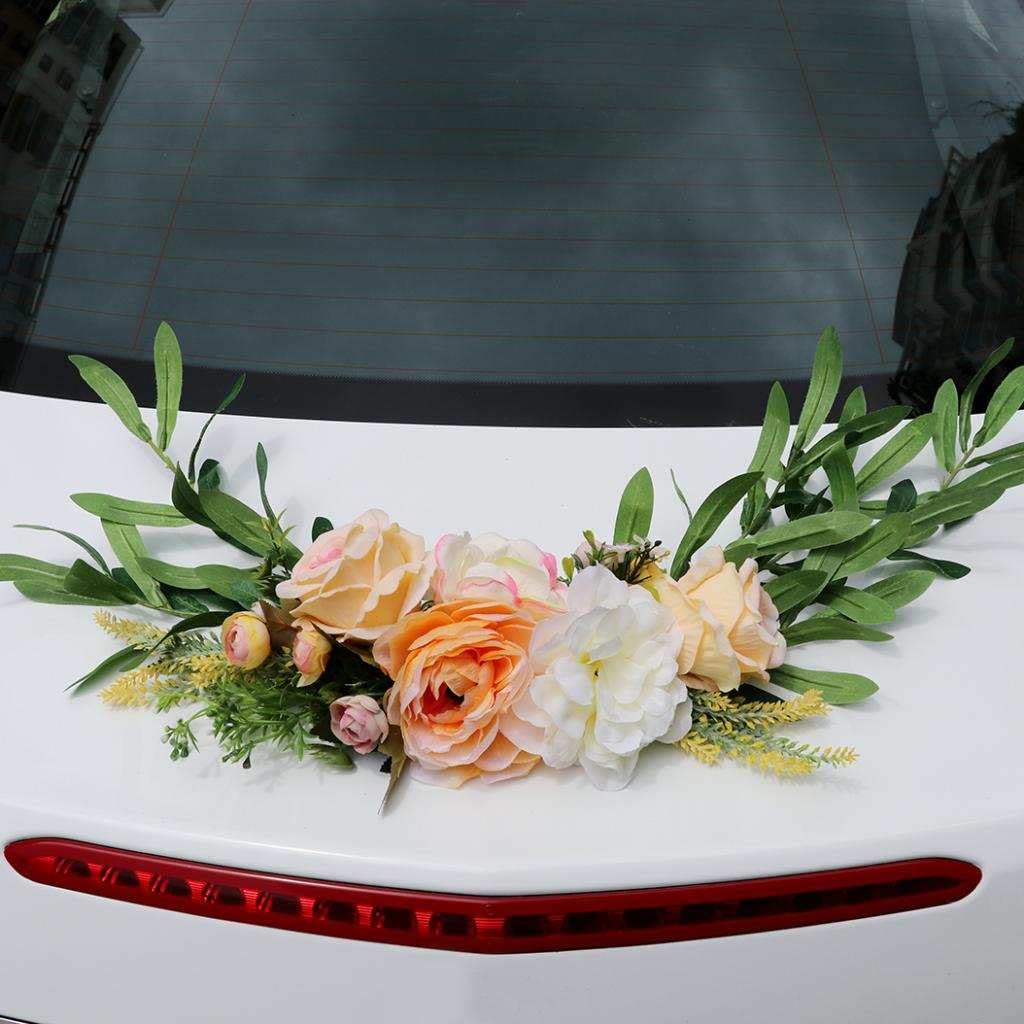 F Fityle Décoration de Voiture Mariage Guirlande Voiture de Mariage Fleurs Artificielles pour Décoration de Mariage-Diverses Couleurs, Champagne
