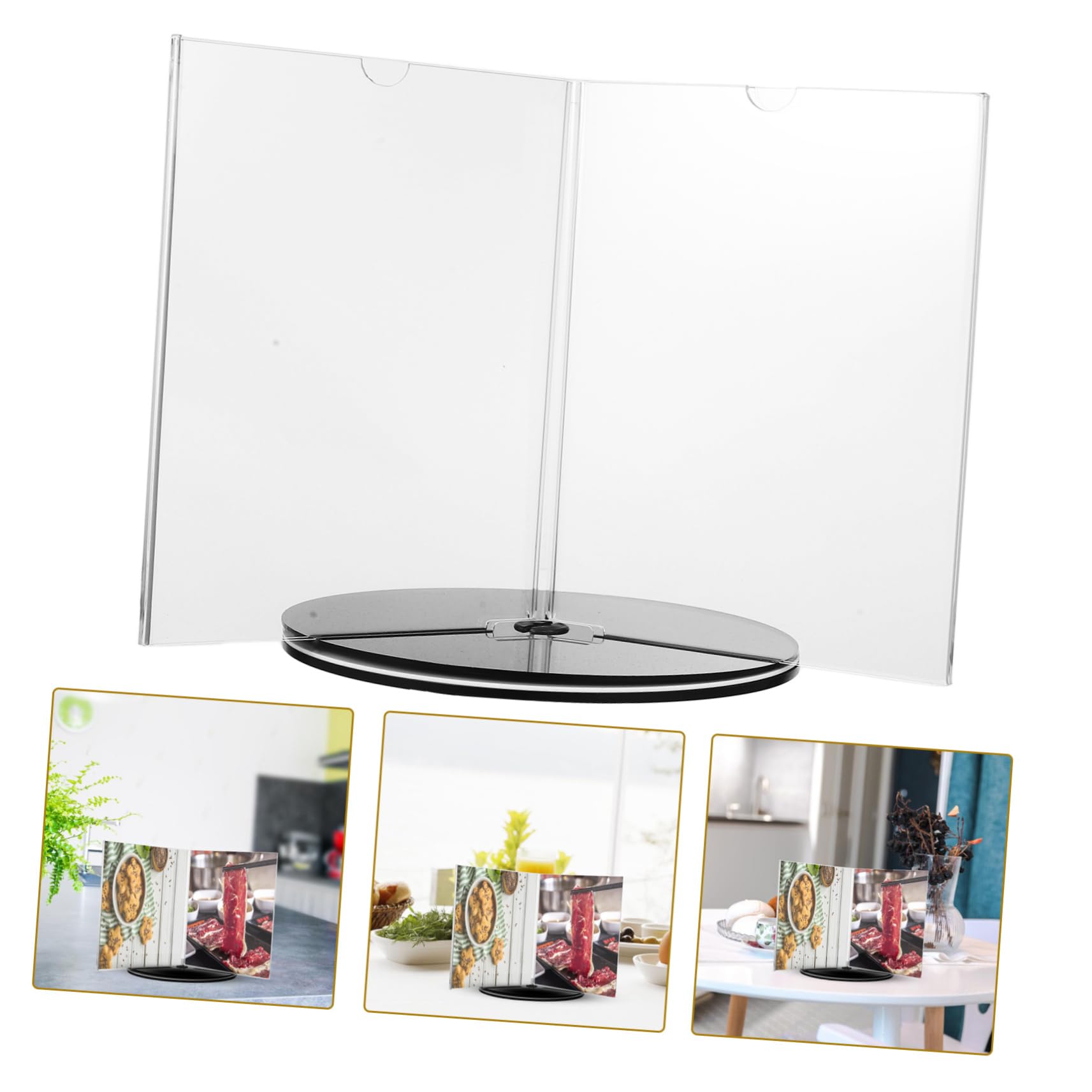 VILLCASE Soporte para Letreros Verticales A5 Acrílico Giratorio de 6 Caras con Base Estable para Exhibición de Menús en Oficina, Restaurante y Tienda