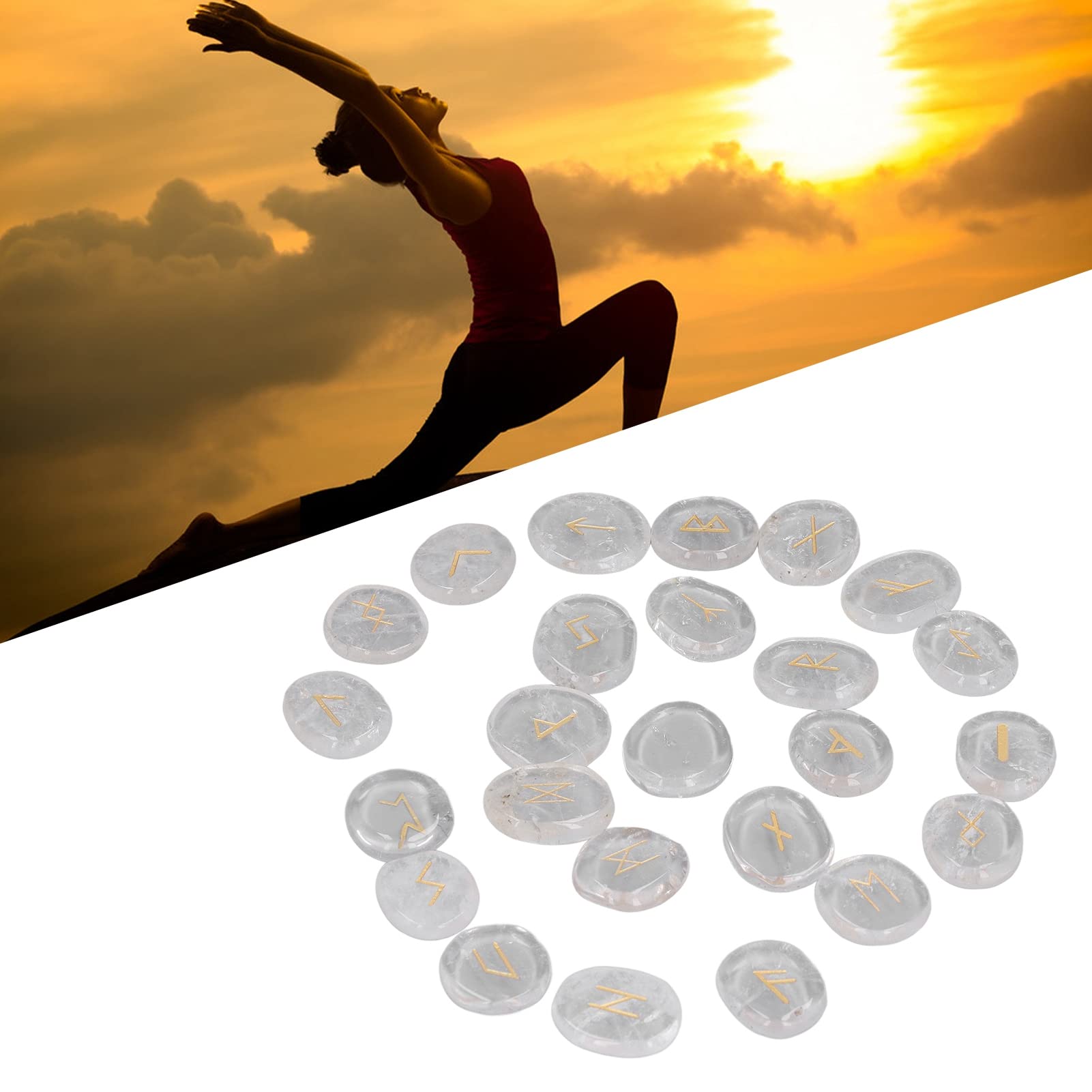 Pierres runiques pour la guérison des chakras, la méditation des paumes, la divination, le cristal d'énergie, le yoga, l'autel de sorcellerie, le Feng Shui, le cristal,
